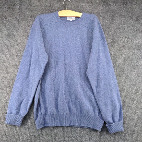 James Meade Limited Men's Pullover Knit Sweater Blue Medium Crew Neck Wool - Picture 2 of 12